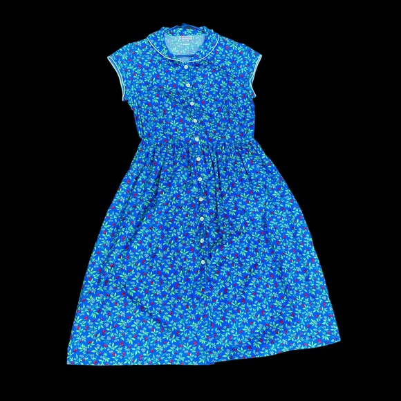 Womens Retro Lanz of Slazburg Floral Cherries Shirtdress Cottage Core Sz L - Picture 1 of 4